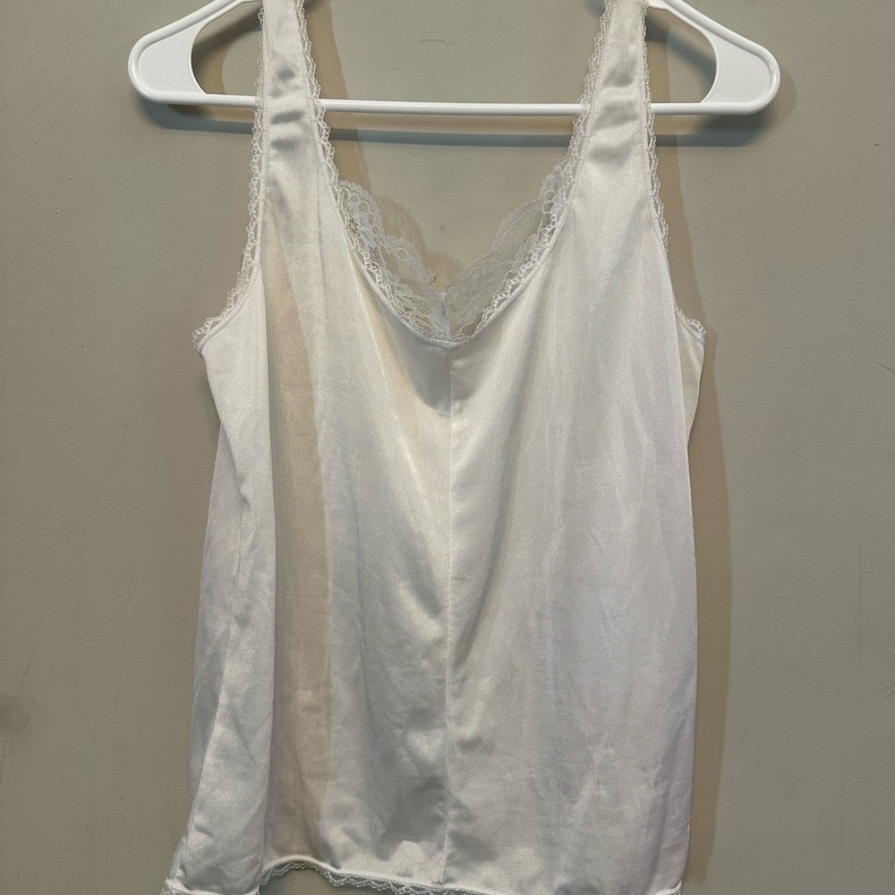 Vintage Y2K Cream Lace Trim Camisole Slip Size Medium - Picture 3 of 6